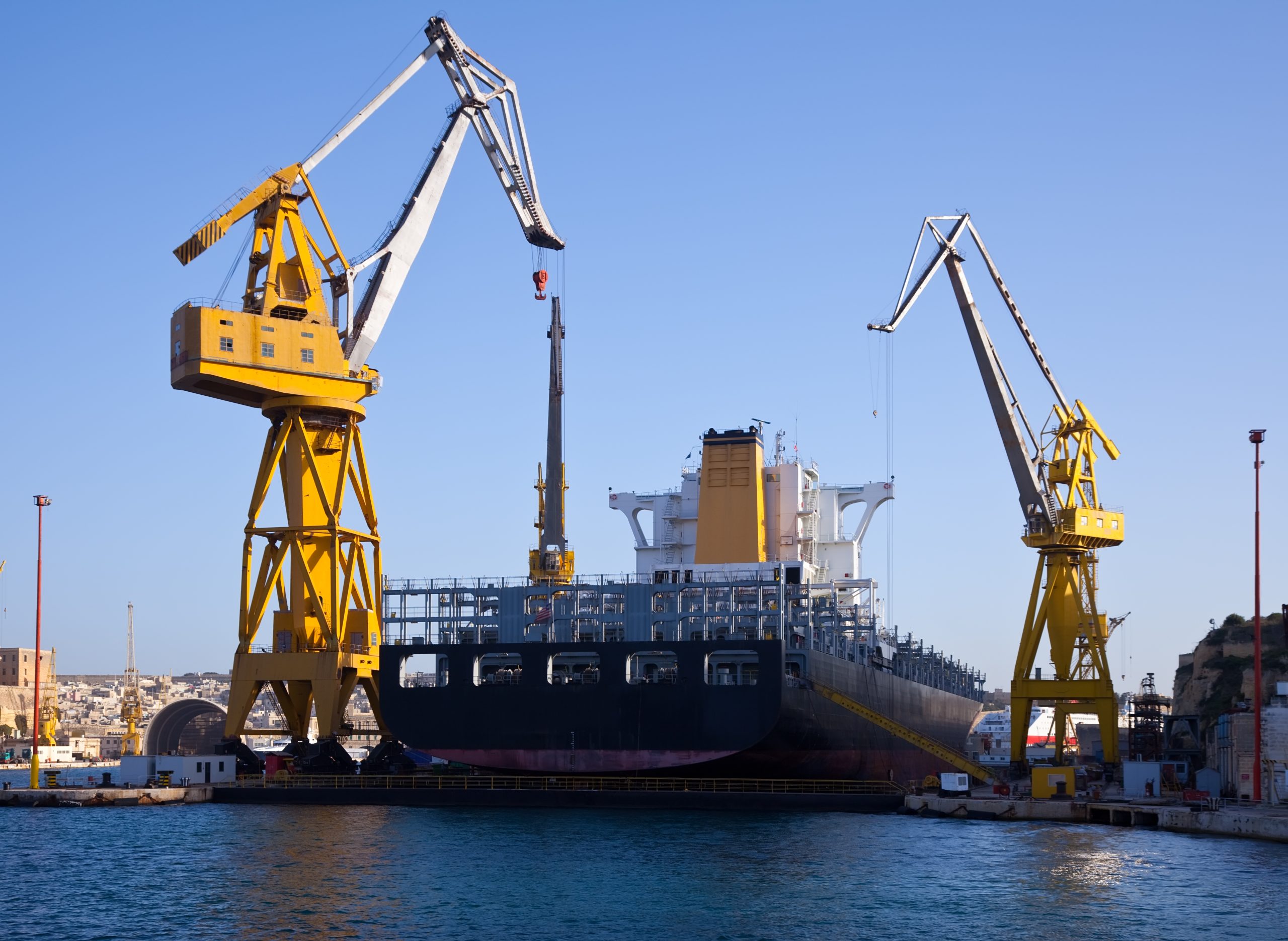 Big ship in dry dock Big ship in dry dock